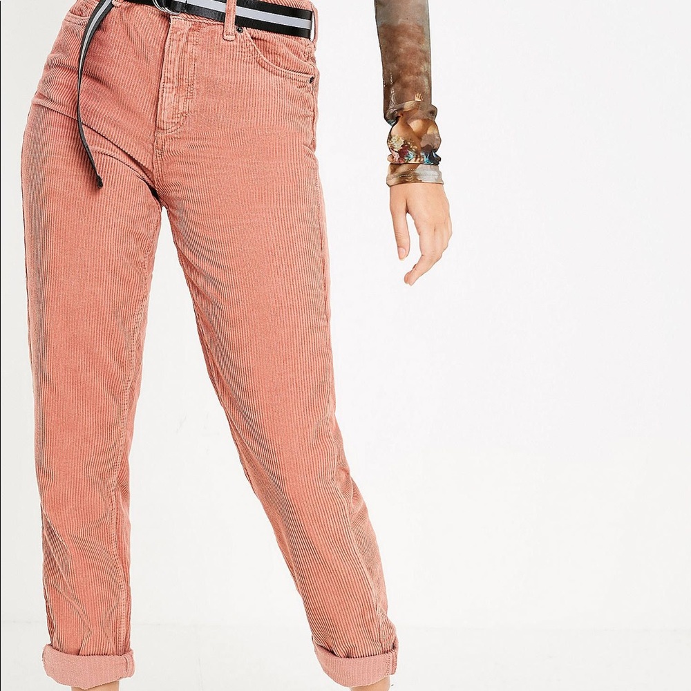 Urban Outfitters High-Rise Mom Pink Corduroy Pants